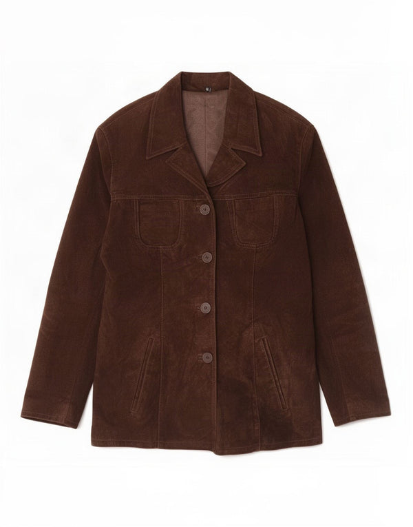 Vintage Womens Suede Jacket UK 18 XL Brown Leather