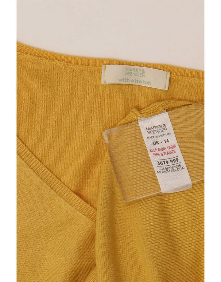 Marks & Spencer Jersey con cuello en V para mujer UK 44 Viscosa amarilla mediana