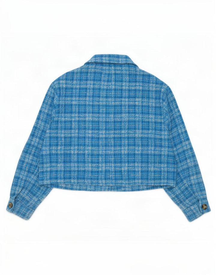 Zara Mujer Cazadora Bomber ES 40 XL Poliéster A Cuadros Azul