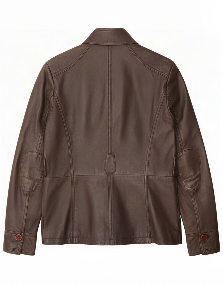 Chyston Chaqueta utilitaria de cuero para mujer UK 42 Marrón medio