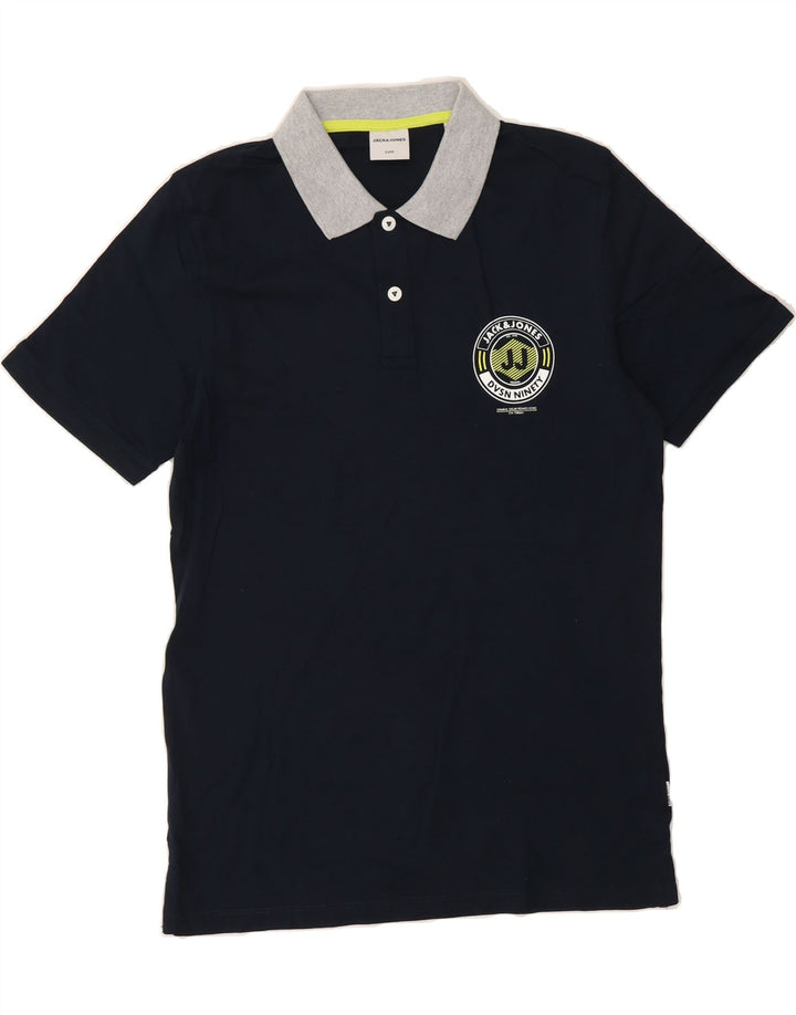 JACK & JONES Mens Core Polo Shirt Medium Navy Blue Cotton Vintage Jack & Jones and Second-Hand Jack & Jones from Messina Hembry 