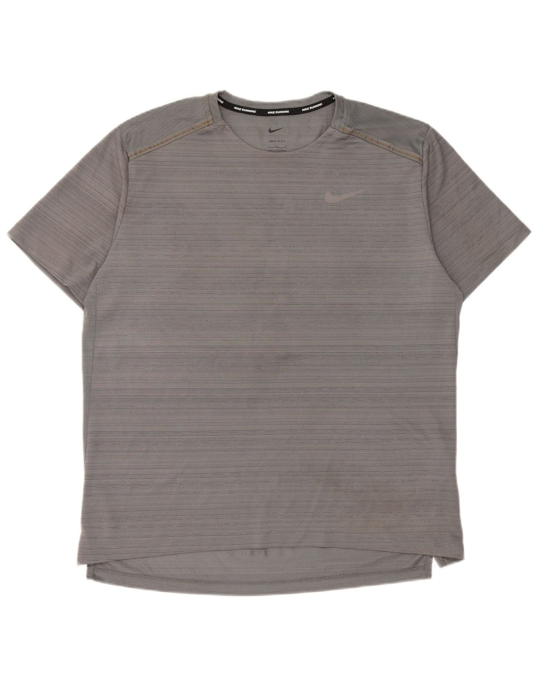 Camiseta Nike Dri Fit para hombre Top grande gris con rayas de poliéster