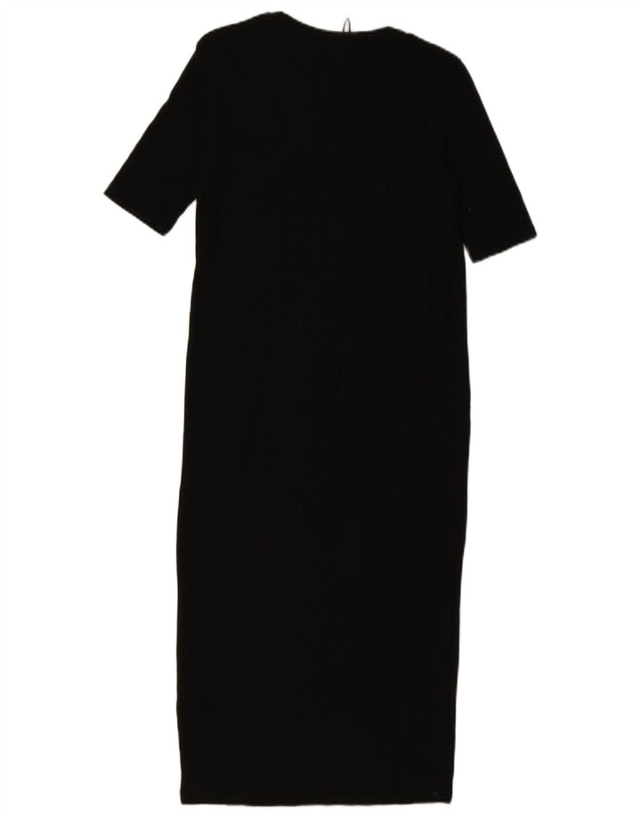 Zara Mujer Maxi Vestido UK 8 Pequeño Poliéster Negro