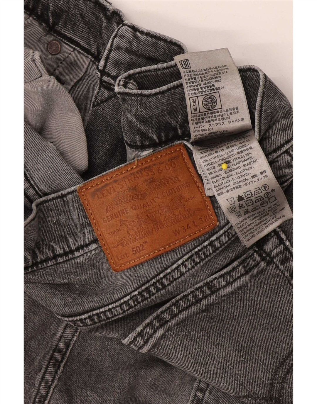 Levi's Vaqueros cónicos 502 para hombre W34 L32 Algodón gris