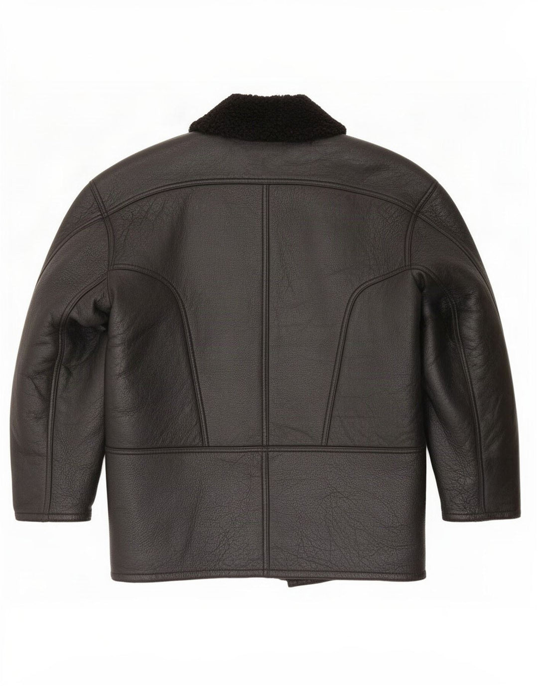 Chaqueta de piel de oveja vintage para hombre IT 48 Medio Negro