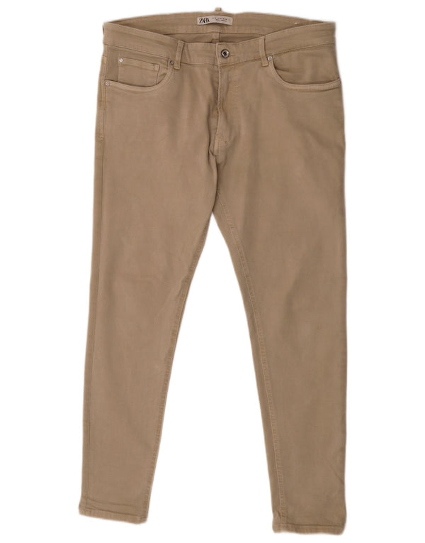 Zara Vaqueros pitillo de cintura baja para hombre EU 46 XL W36 L28 Algodón beige