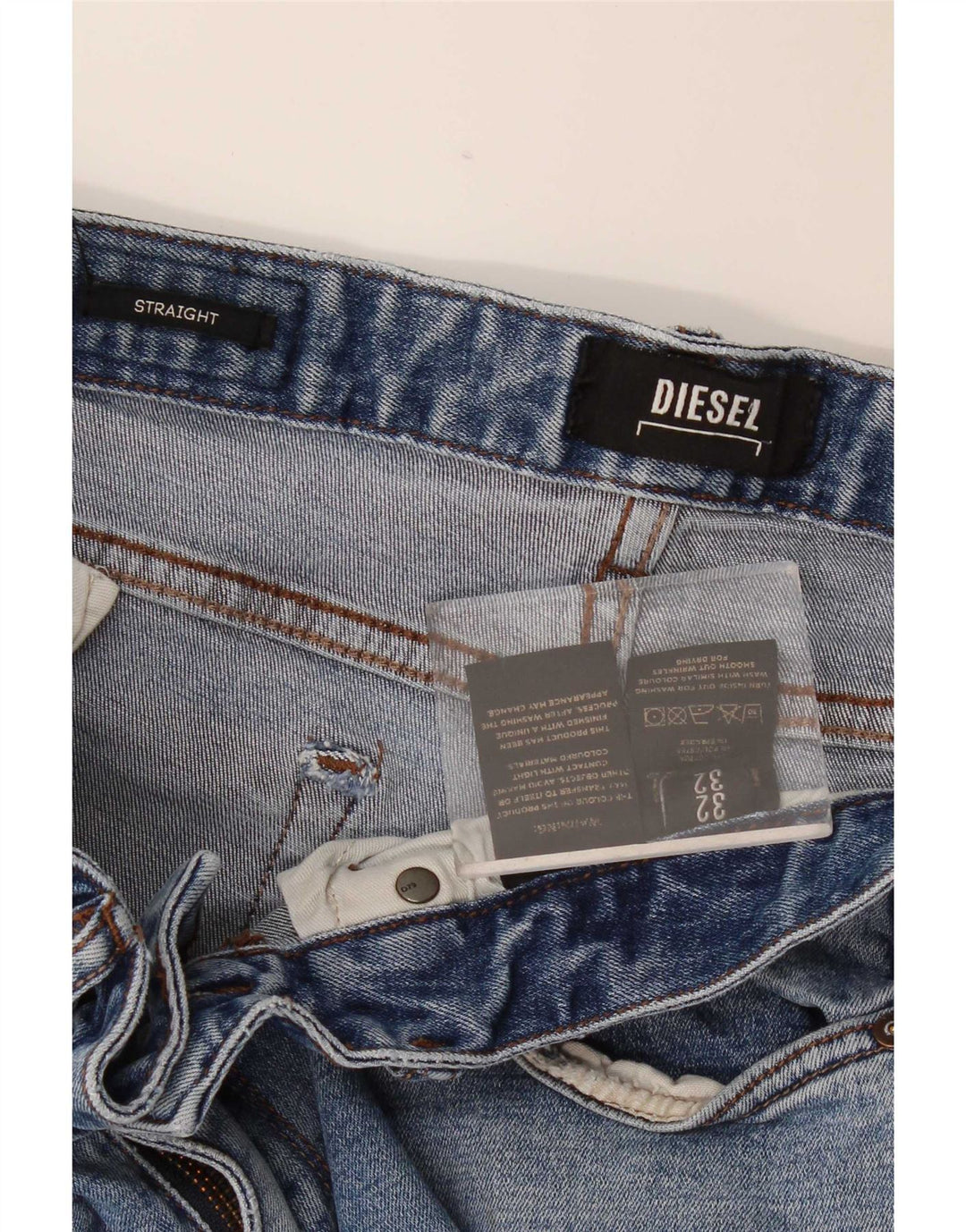 Diesel Vaqueros Rectos Hombre W32 L32 Algodón Azul