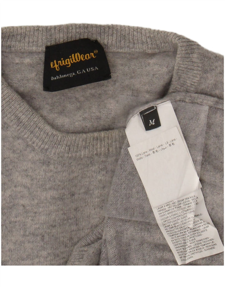 REFRIGIWEAR Womens Crew Neck Jumper Sweater UK 12 Medium Grey Wool