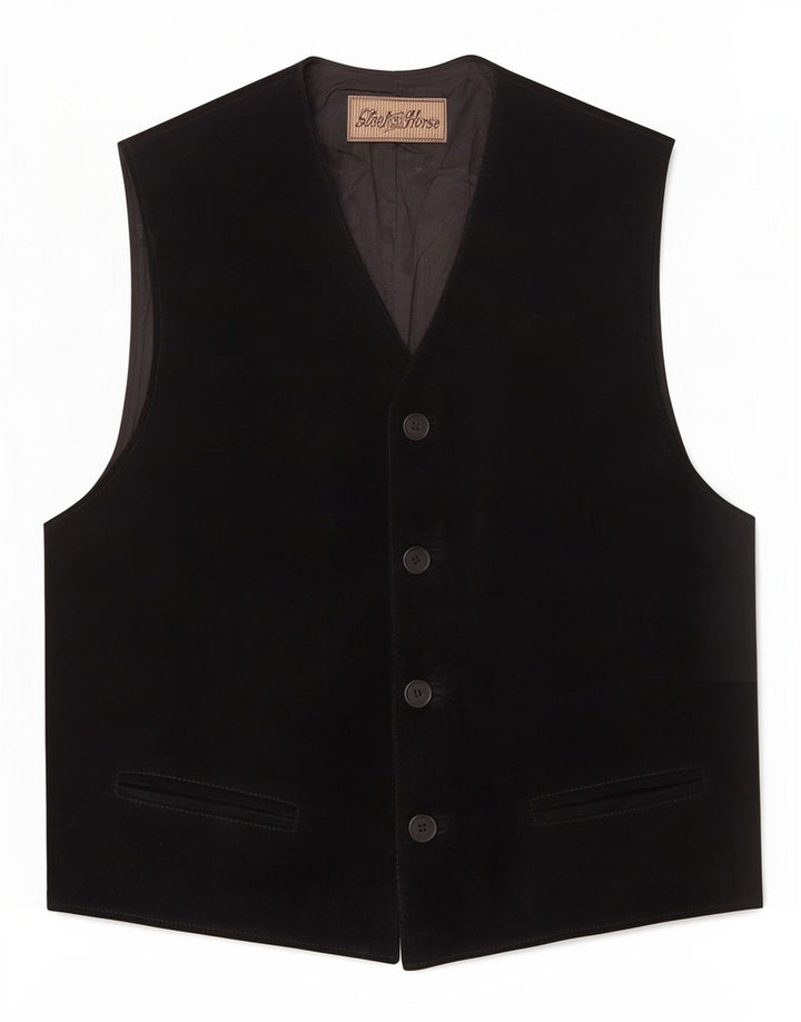Chaleco vintage de ante para hombre XL cuero negro