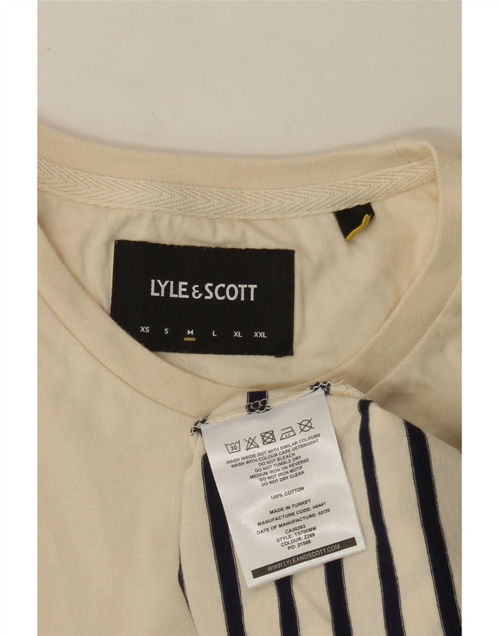 LYLE & SCOTT Camiseta para hombre Top de algodón a rayas beige medio