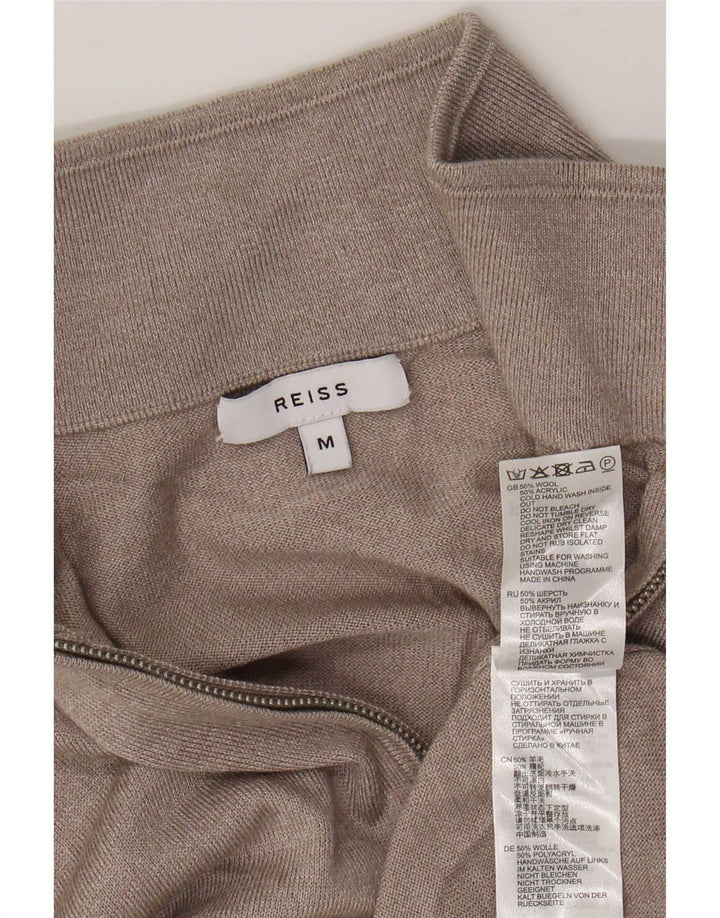 Suéter Reiss para hombre con cuello y cremallera de lana beige medio