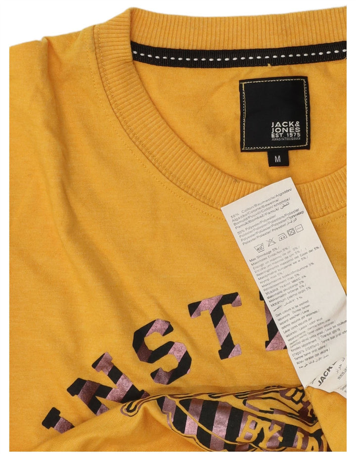 Jack & Jones Hombre Top Gráfico Manga Larga Algodón Amarillo Medio