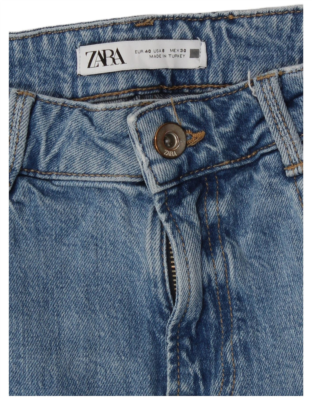 Zara Jeans Rectos De Tiro Alto Para Mujer EU 40 Medium W30 L27 Azul