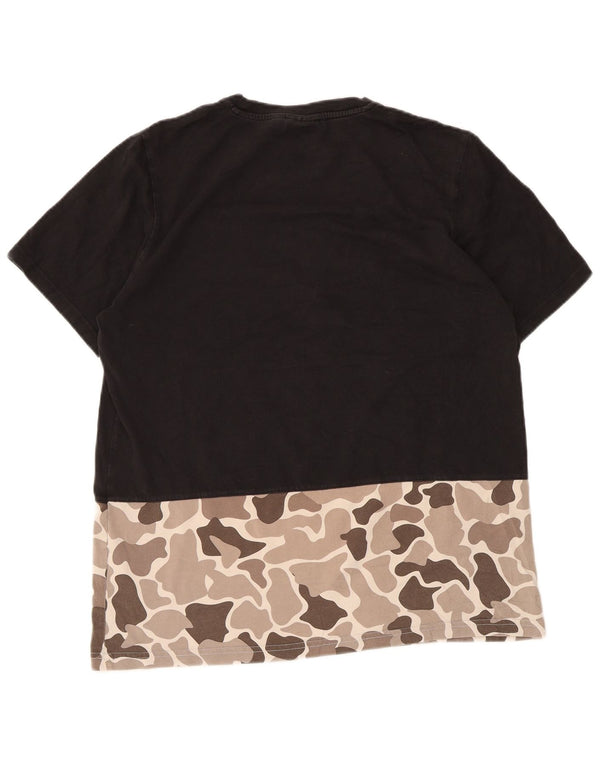 Adidas Hombre Camiseta Gráfica Top Medium Negro Camuflaje Algodón