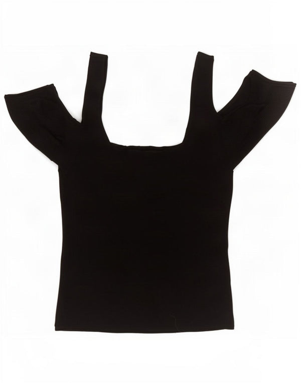Topshop Top con hombros descubiertos para mujer UK 10 Small Viscosa negra
