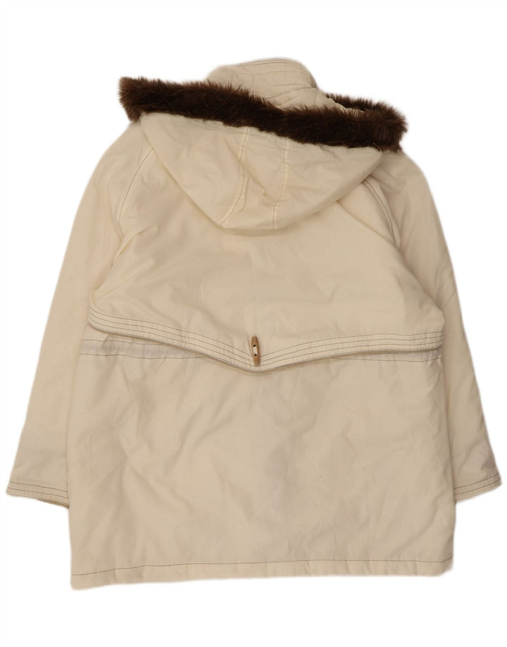 MAJESTIC Trenca con capucha para mujer UK 20 2XL Off White Floral