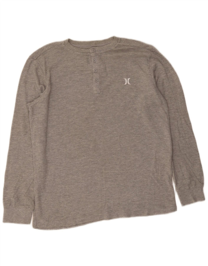 Camiseta Hurley Hombre Top Manga Larga Algodón Gris Medio