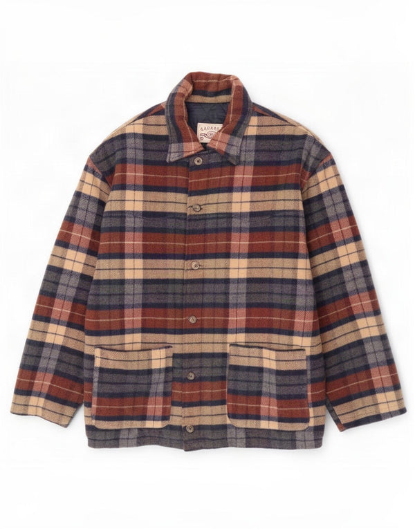 Vintage hombres chaqueta utilitaria Reino Unido 40 gran lana de cheque multicolor
