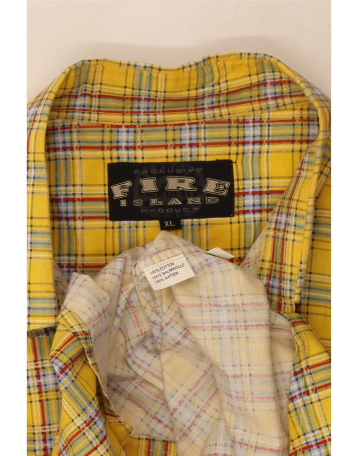 Camisa vintage para hombre XL Algodón a cuadros amarillos