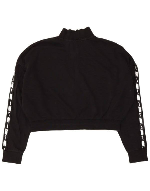 Nike - Sudadera corta con cuello y cremallera para mujer, talla grande, color negro