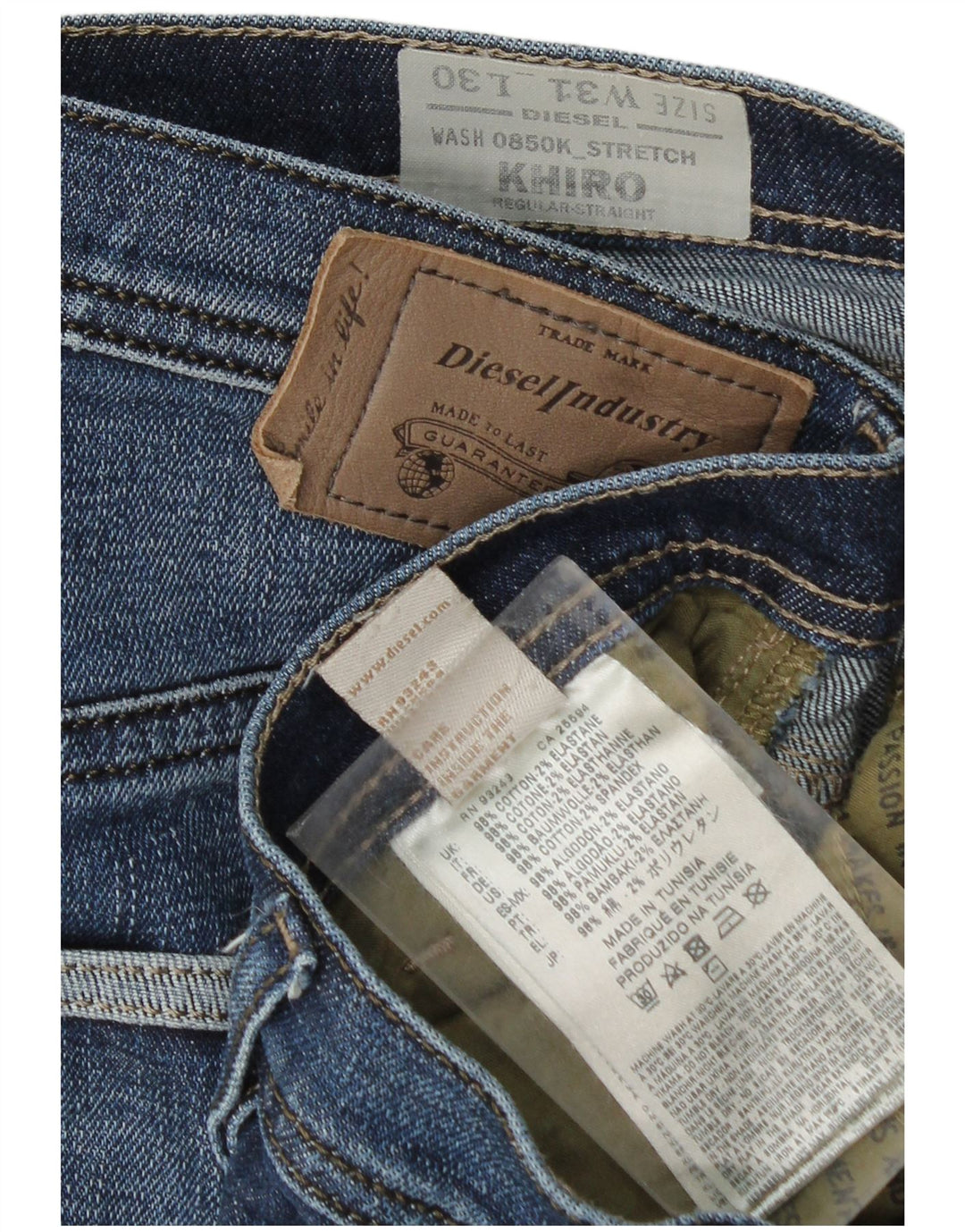 Diesel Hombre Khiro Regular Vaqueros Rectos W31 L26 Algodón Azul