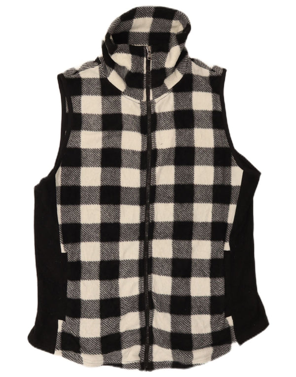 Chaps Chaleco polar para mujer UK 40 Grande Poliéster a cuadros negro