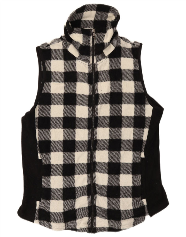 Chaps Chaleco polar para mujer UK 40 Grande Poliéster a cuadros negro