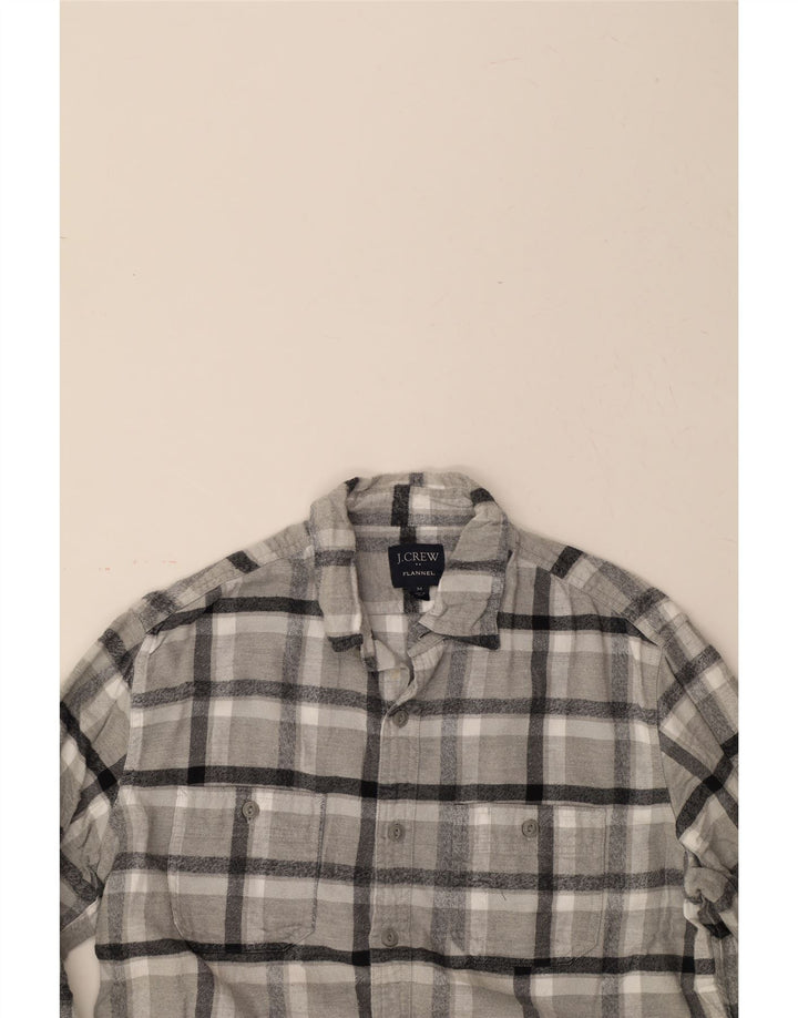 J. CREW Mens Flannel Shirt Medium Grey Check Cotton Vintage J. Crew and Second-Hand J. Crew from Messina Hembry 