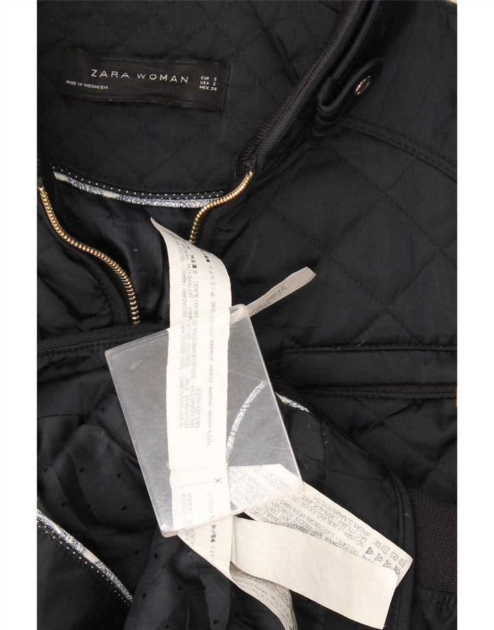 Zara Mujer Chaqueta Acolchada UK 10 Small Azul Marino Colorblock Poliéster