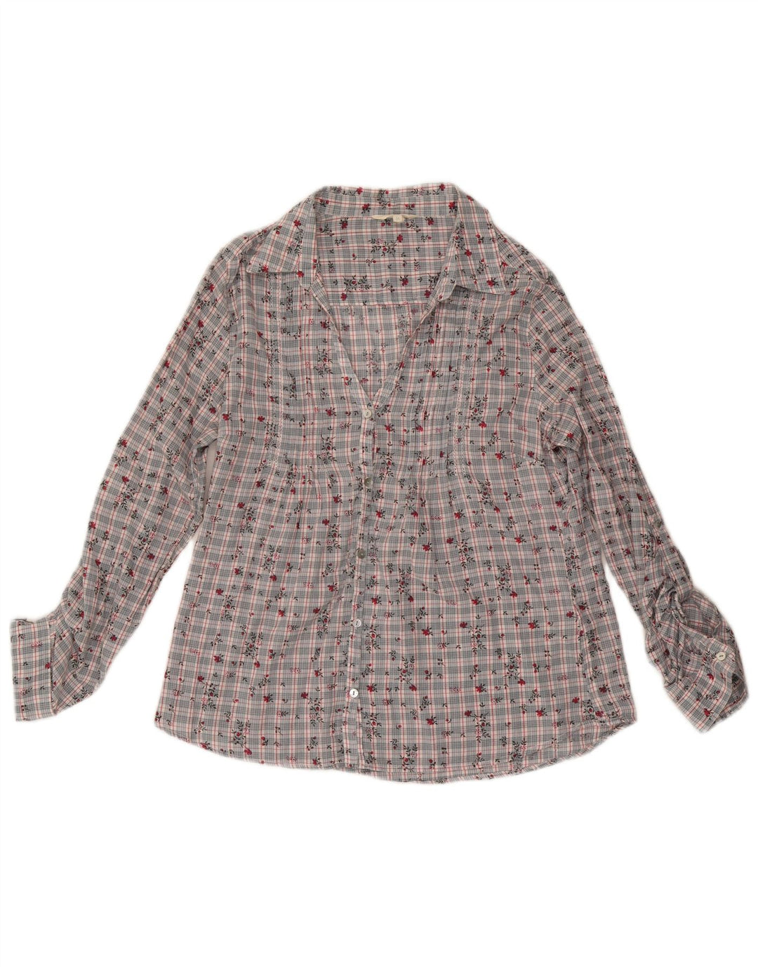 Blusa camisera para mujer White Stuff UK 44 Algodón floral gris medio