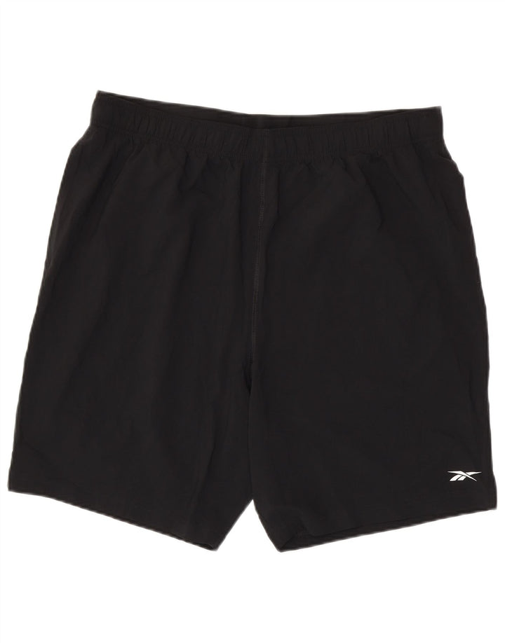 Reebok Pantalones cortos deportivos para hombre XL Poliéster negro