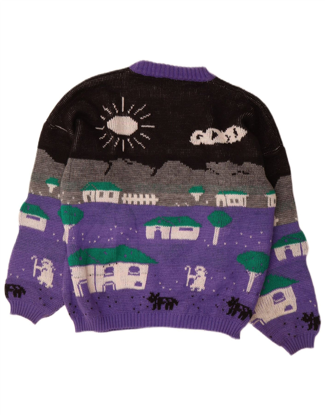 ALTA MODA Suéter tipo jersey con cuello redondo para mujer UK 40 Grande Púrpura Colorblock