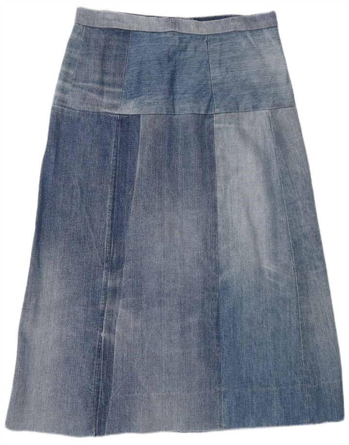 Falda vaquera vintage de cintura alta para mujer W30 azul medio