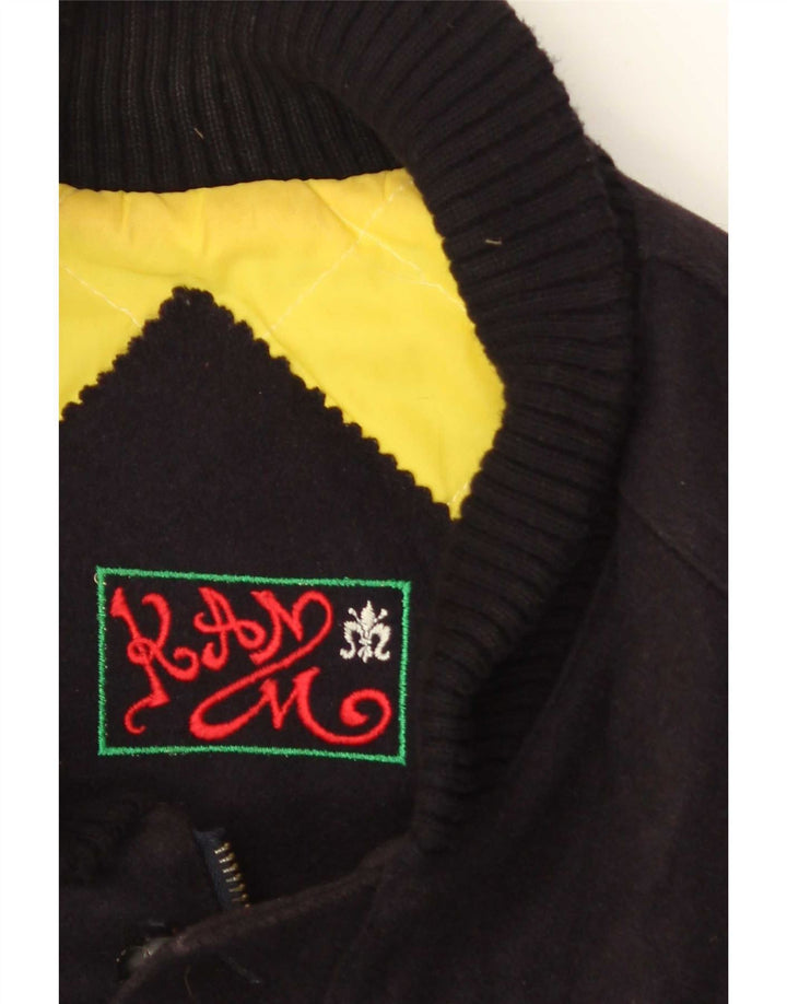 Vintage hombres bomber cortavientos chaqueta IT 52 XL lana negra