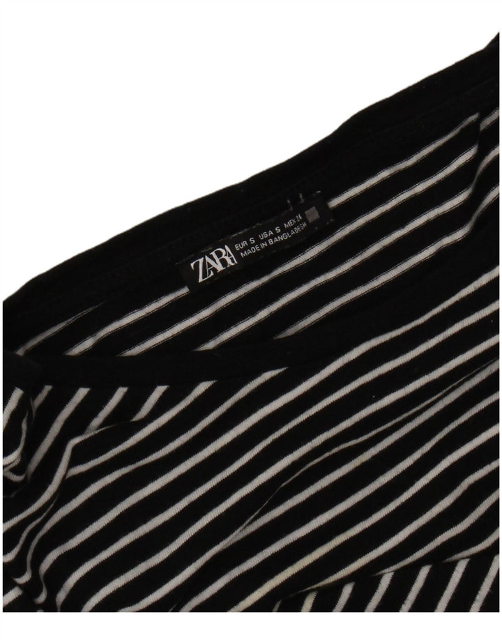 Zara Mujer Camiseta Top UK 10 Small Negro Rayas