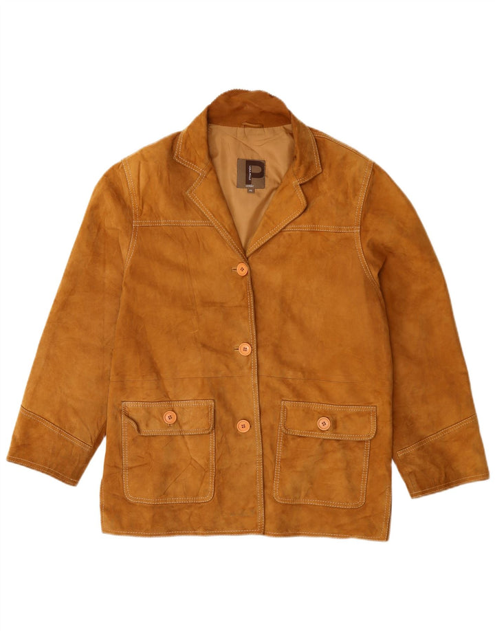 Conbipel Chaqueta tipo blazer de ante con 3 botones para mujer IT 46 Cuero beige grande