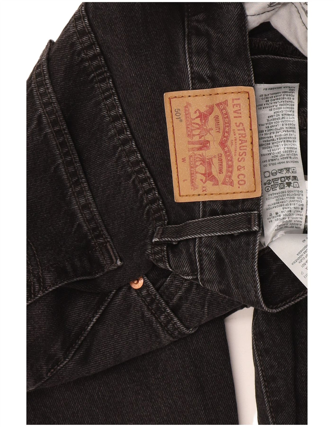 Levi's Vaqueros Rectos 501 Para Mujer W26 L28 Algodón Negro