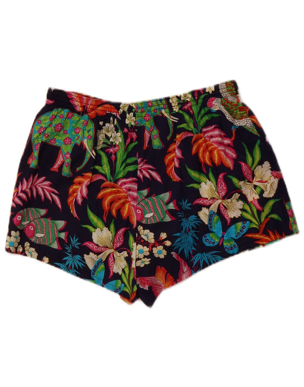 Valentino Hombre Shorts Deportivos Algodón Floral Azul Marino Mediano