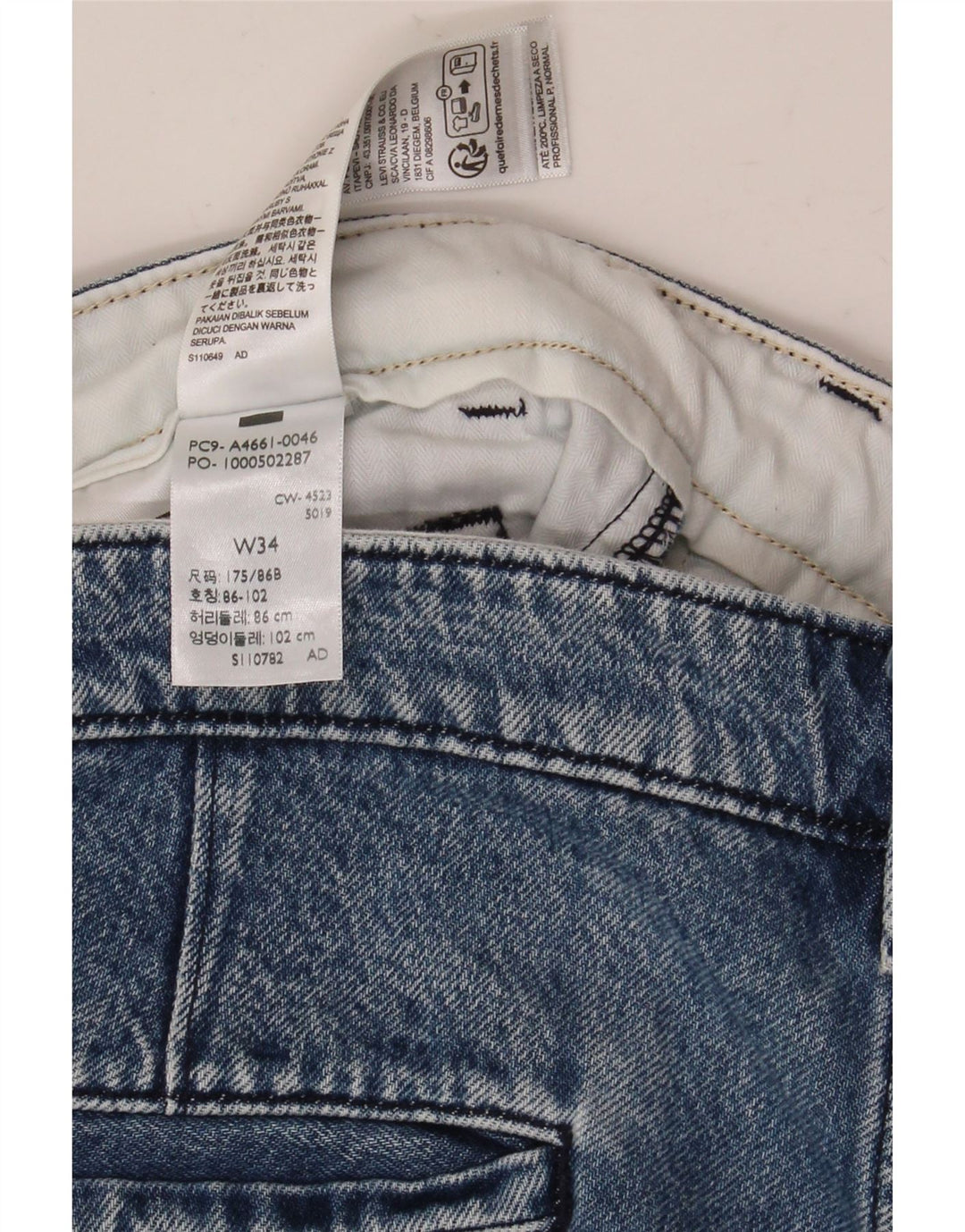 Levi's Pantalones cortos chinos de mezclilla para mujer W34 Algodón azul grande