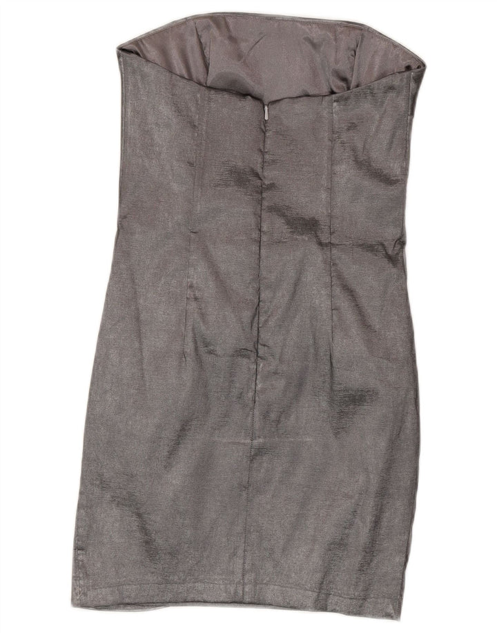 Jessica McClintock Vestido sin tirantes para mujer US 8 Mediano Plata Poliéster