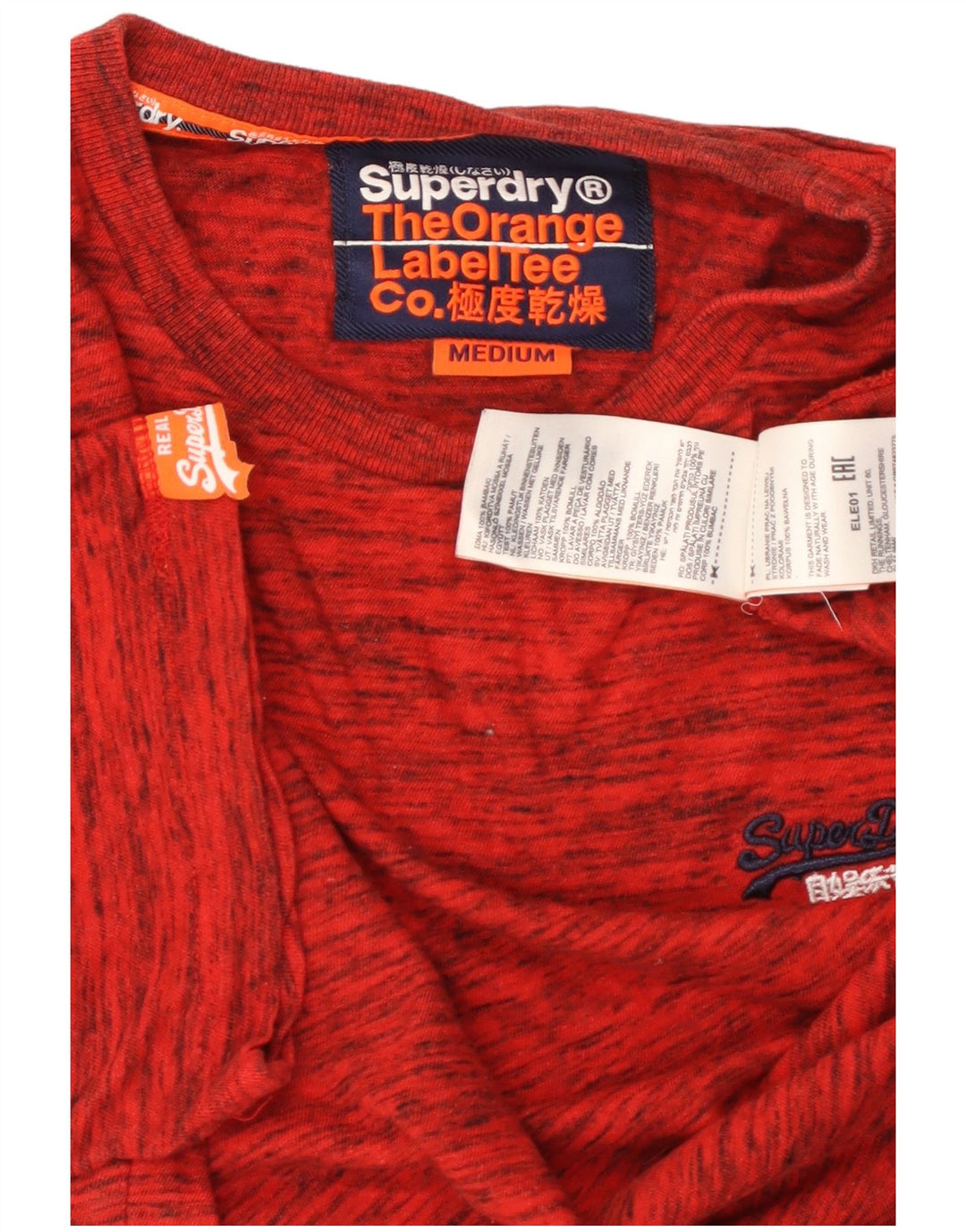 SUPERDRY Camiseta para hombre Top Medium de algodón moteado rojo
