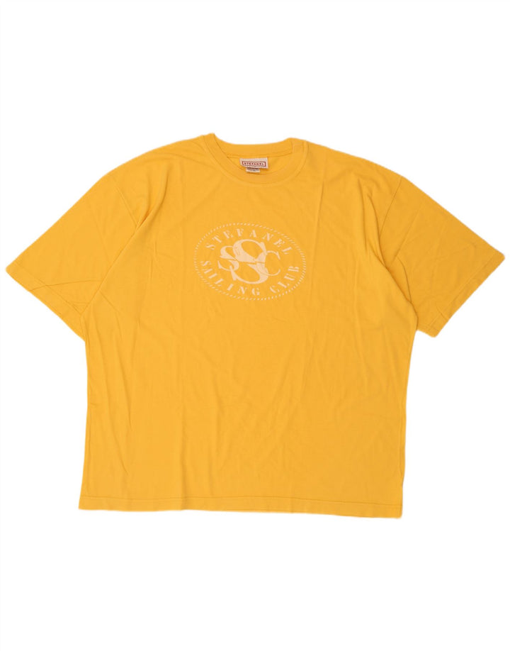 Stefanel Camiseta Gráfica Hombre Top XL Algodón Amarillo