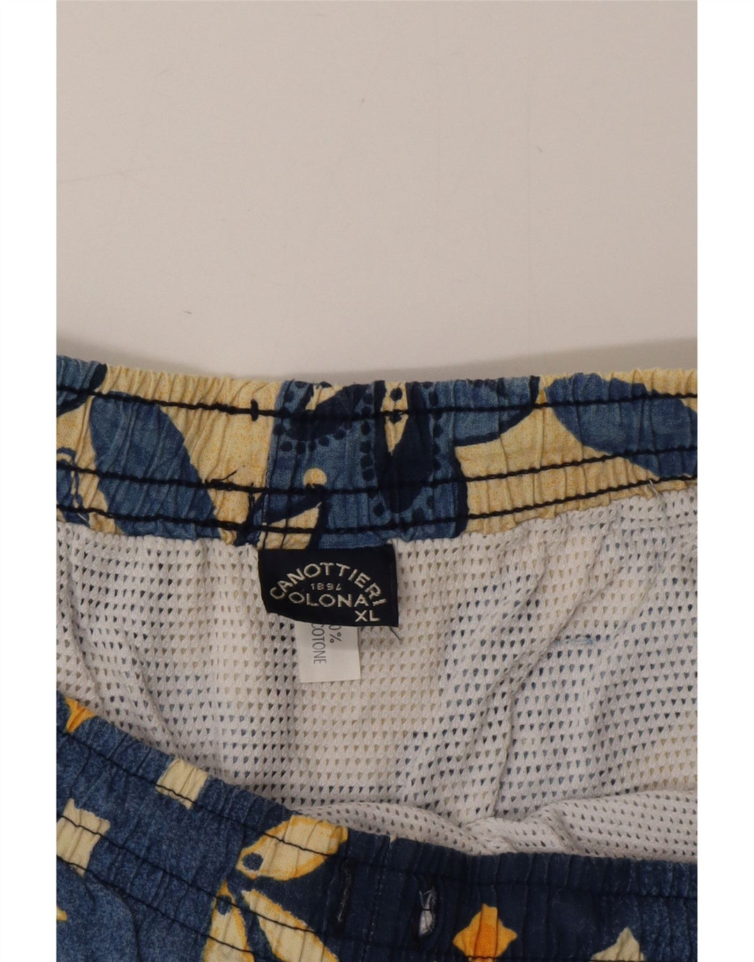 VINTAGE Bañador Hombre XL Algodón Geométrico Azul