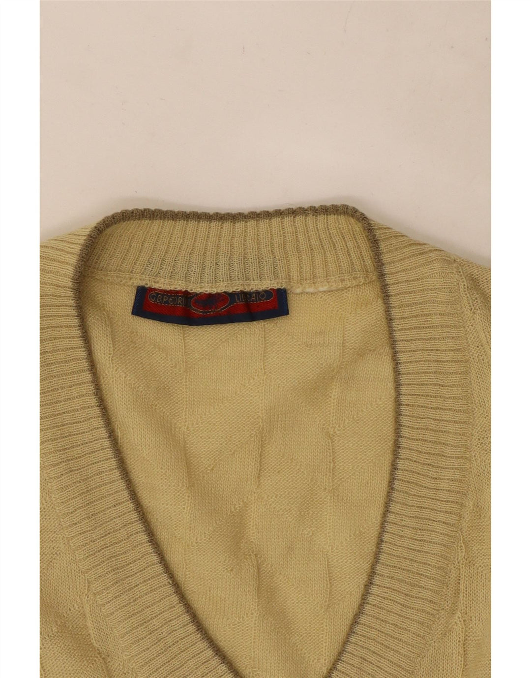 Vintage hombres chaleco tanque top pequeño beige