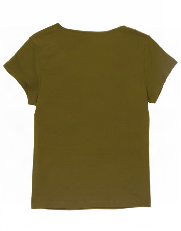 Marks & Spencer Camiseta para mujer Top UK 10 Small Khaki Cotton
