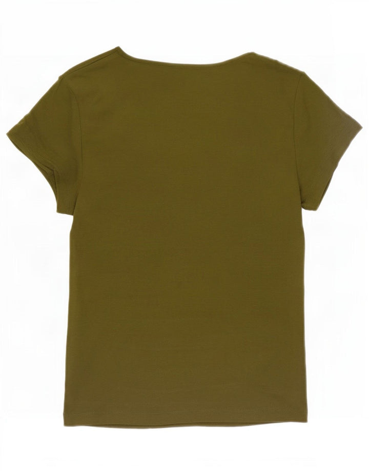 Marks & Spencer Camiseta para mujer Top UK 10 Small Khaki Cotton