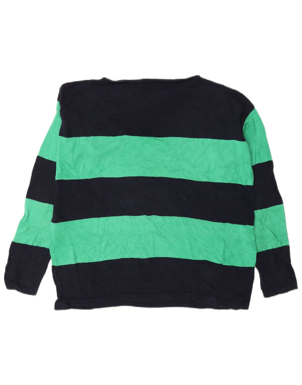 Chaps Womens Boat Neck Jumper Sweater UK 16 Large Navy Blue Colourblock