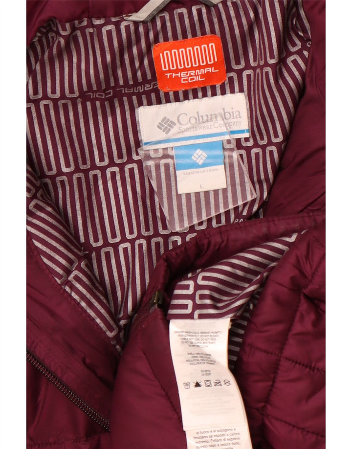 COLUMBIA Chaqueta acolchada con capucha para mujer UK 46 Grande Poliéster burdeos