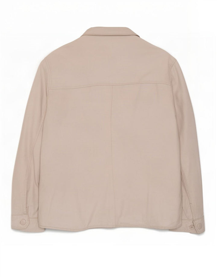 Vintage mujer sobrecamisa camisa de cuero IT 46 grande blanco