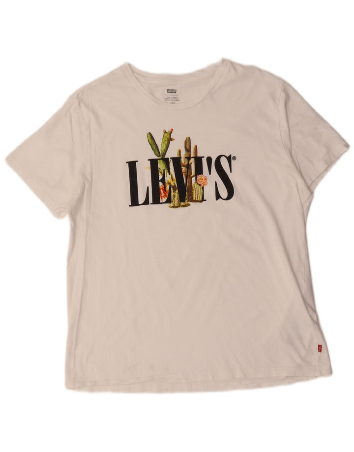 Levi's Camiseta gráfica para hombre Top grande de algodón blanco